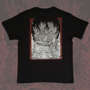 Black T-Shirt with black & white illustration.